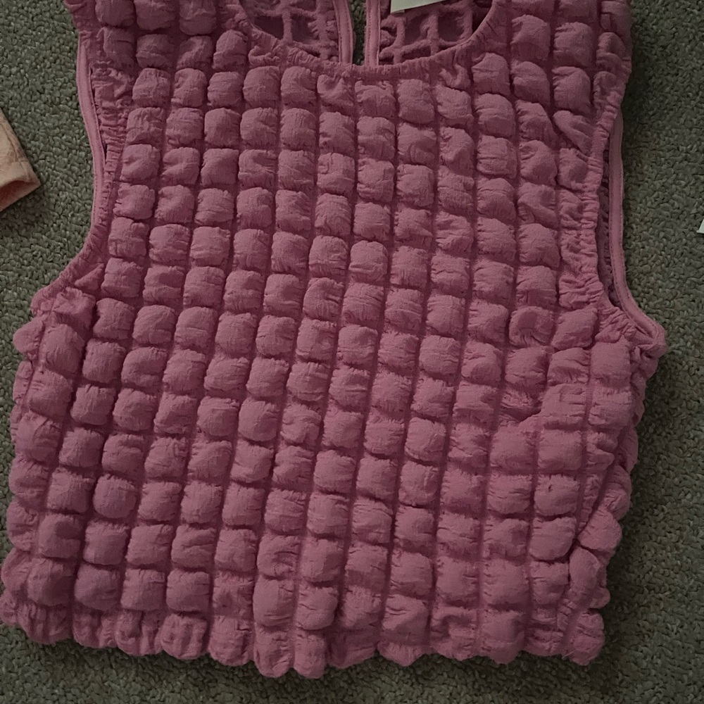 Pink Textured Sleeveless Top
